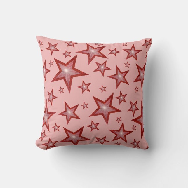 Almofada Estrelas Vermelhas estampadas travesseiro decorati (Frente)