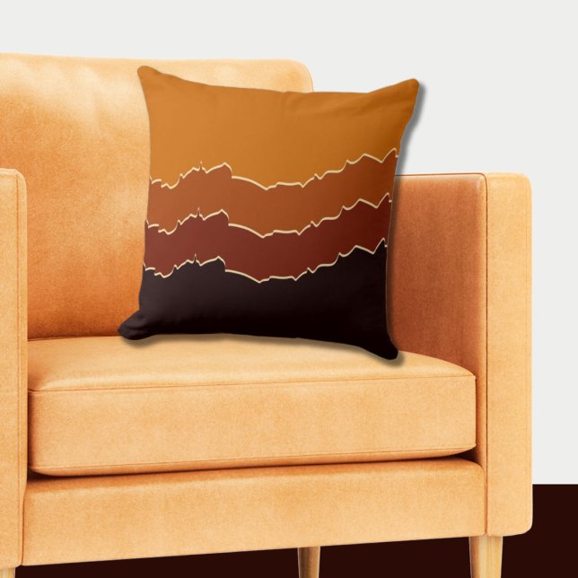 Almofada Estrias Laranja E Pretas Estampadas (Orange Irregular Stripes Pattern Pillow)
