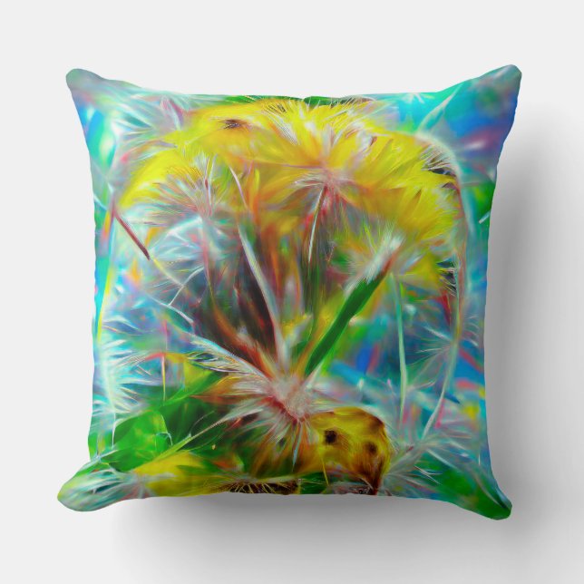 Almofada Eteal Dandelions em Neon Dreamscape (Frente)