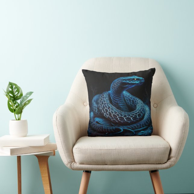Almofada Ethereal Blue Serpent | Mystic Fantasy Snake Decor (Cadeira)
