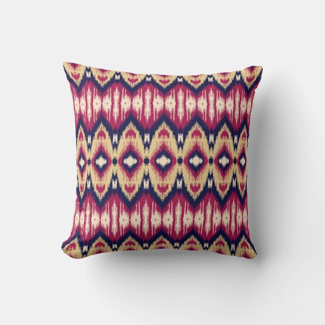 Almofada Ethnic pink blue ikat chevron pattern background T (Frente)