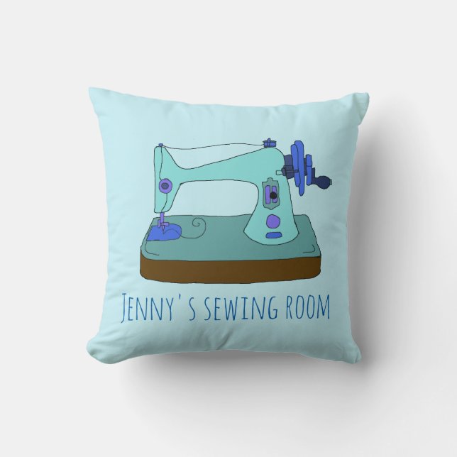 Almofada Eu adoro costurar. Máquina de costura por safra pe (Frente)