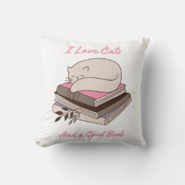 Almofada Eu adoro gatos e um bom livro