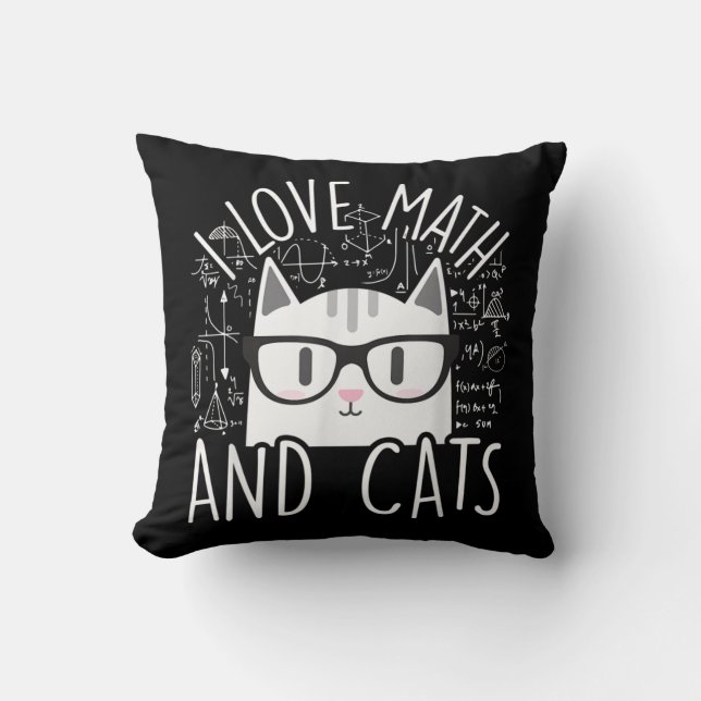 Almofada Eu Adoro Matemática E Gatos Gatinhos Bonitos (Frente)