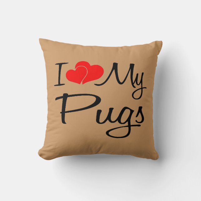 Almofada Eu Adoro Meus Pugs (Frente)