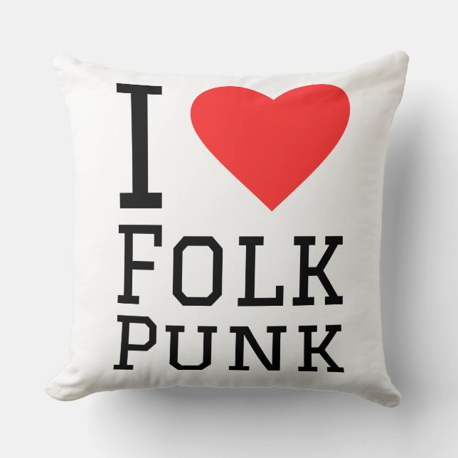 Almofada Eu adoro o folk punk quadrado (Frente)