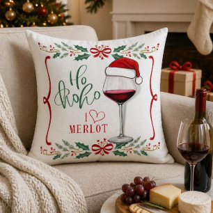 Almofada Eu adoro o Travesseiro de Natal Merlot