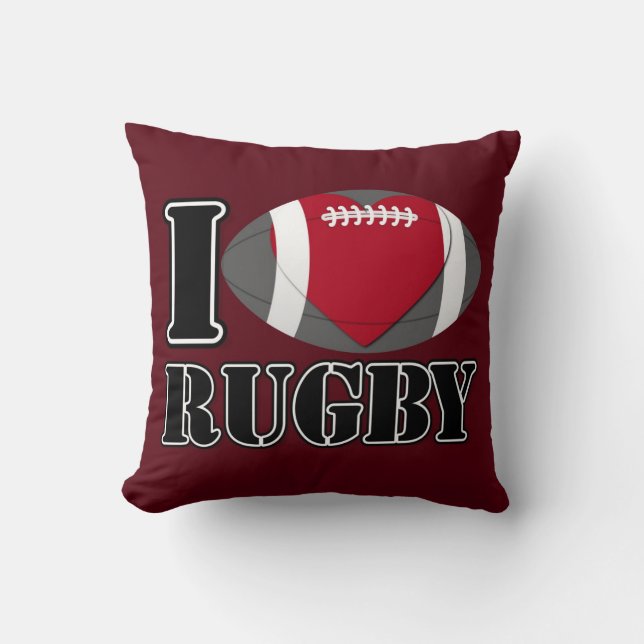 Almofada Eu adoro Travesseiro de Rugby (Frente)