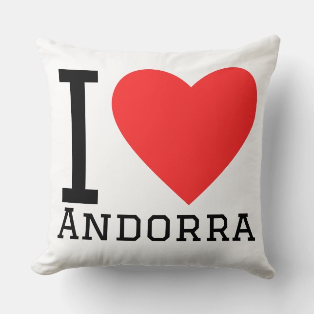 Almofada Eu amo adesivo quadrado de Andorra (Frente)