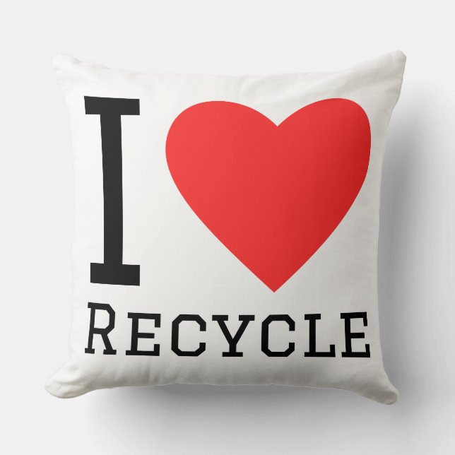 Almofada Eu amo adesivo quadrado reciclado (Frente)