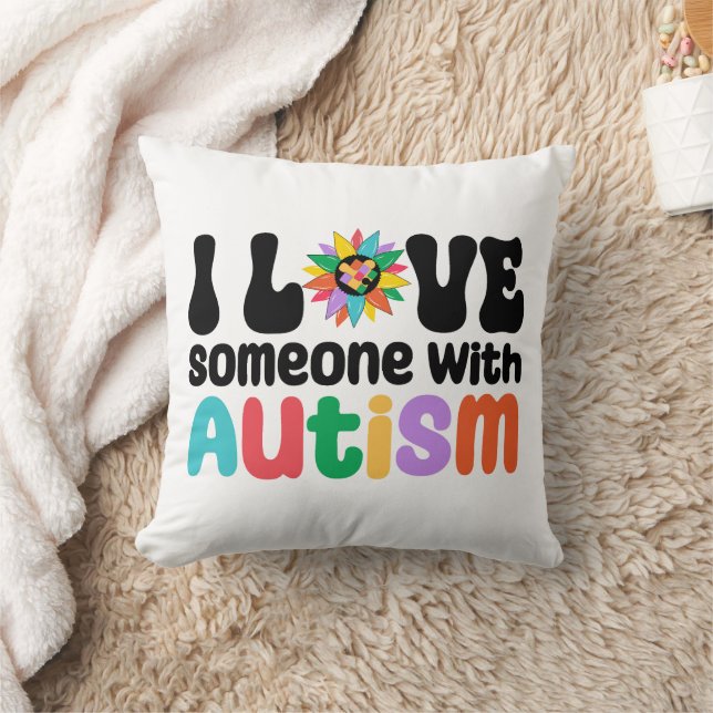 Almofada Eu Amo Alguém Com Autismo (Cobertor)