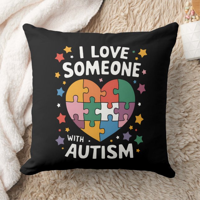 Almofada Eu Amo Alguém Com Autismo Conscientização Autista (Cobertor)