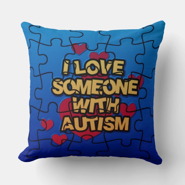 Almofada Eu Amo Alguém Com Travesseiro decorativo Autismo (Frente)