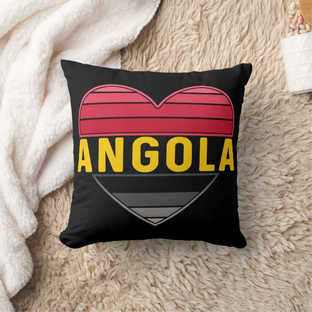 Almofada Eu Amo Angola, Coração Angolano Em Cores De Bandei (Cobertor)