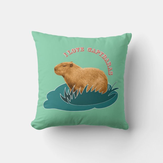 Almofada Eu Amo Capivaras Amante de Capivara Fofa (Frente)