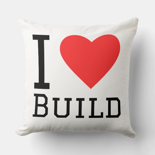 Almofada Eu amo construir adesivo quadrado (Frente)