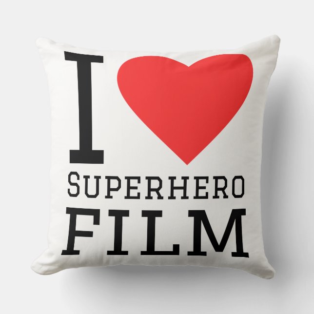 Almofada Eu amo filme de super-herói (Frente)