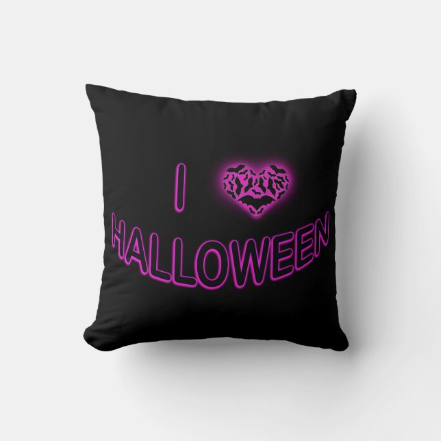 Almofada Eu Amo Halloween (Batty Love Heart) Roxo (Frente)