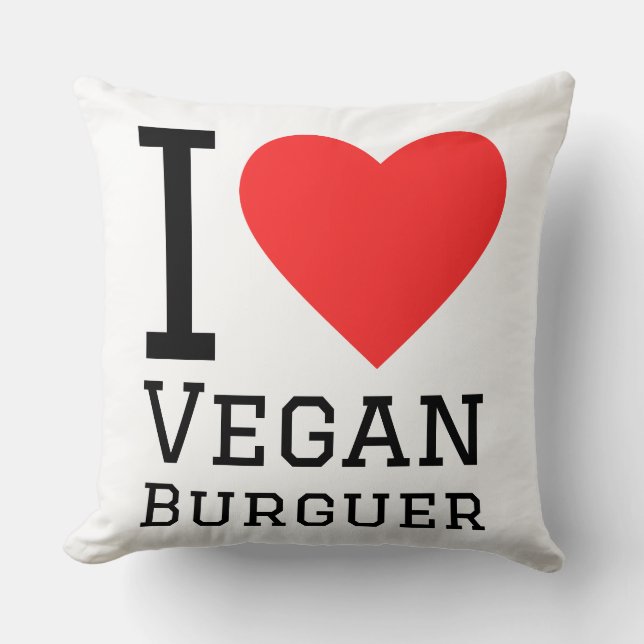 Almofada Eu amo hambúrguer vegano (Frente)