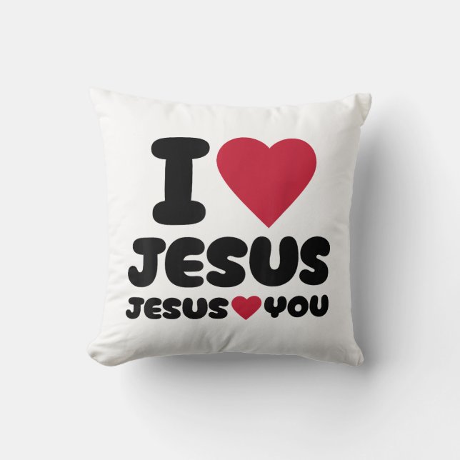 Almofada Eu amo Jesus e Jesus te ama cristão (Frente)