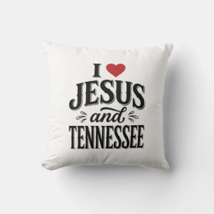 Almofada Eu Amo Jesus e Tennessee Vintage Desenho Cristão