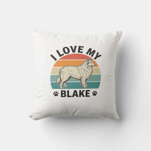 Almofada Eu Amo Meu Blake Cachorro Design de Gravura Retro_ (Frente)
