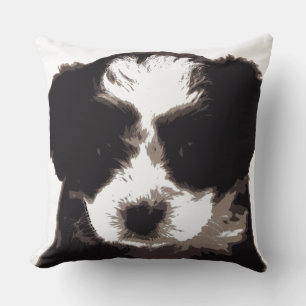 Almofada Eu amo meu cachorro preto e branco malteses