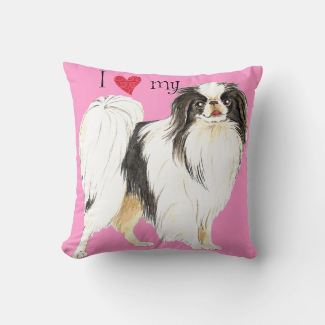 Almofada Eu amo meu Chin japonês (Frente)