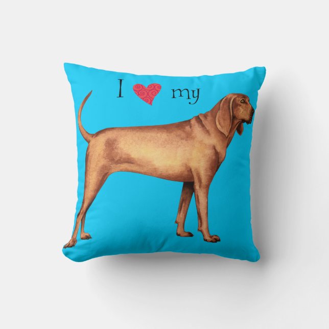 Almofada Eu amo meu Coonhound de Redbone (Frente)