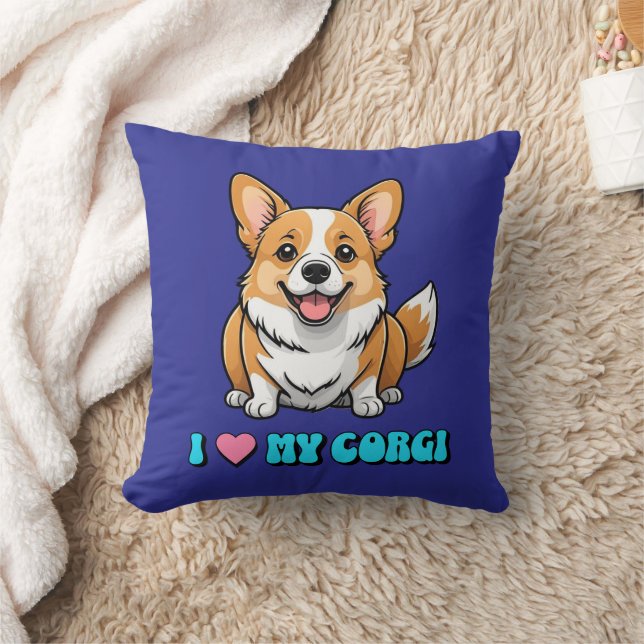 Almofada Eu Amo Meu Corgi (Cobertor)