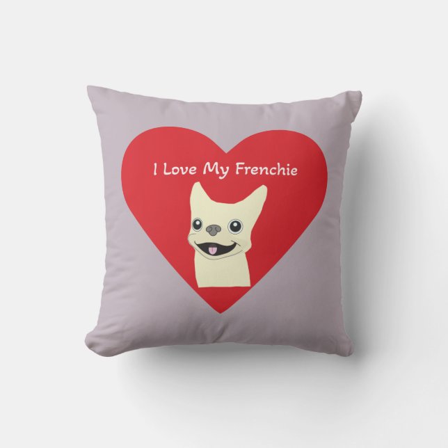 Almofada Eu amo meu Frenchie, Lavender (Frente)