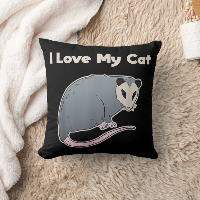 Almofada Eu Amo Meu Gato Possum Divertido (Cobertor)