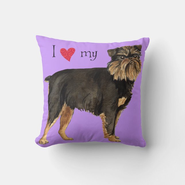 Almofada Eu amo meu Griffon de Bruxelas (Frente)