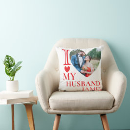 Almofada Eu Amo Meu Marido Foto Personalizada Coração