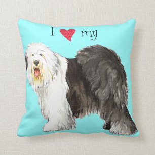 Almofada Eu amo meu Sheepdog inglês velho