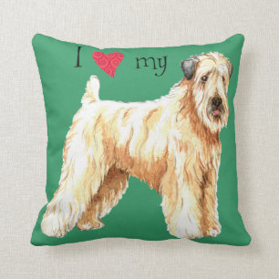 Almofada Eu amo meu Terrier Wheaten revestido macio