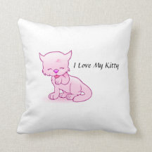 Eu amo meu travesseiro decorativo do gatinho
