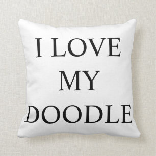 ALMOFADA EU AMO MEU TRAVESSEIRO DOURADO DO CÃO DO DOODLE D