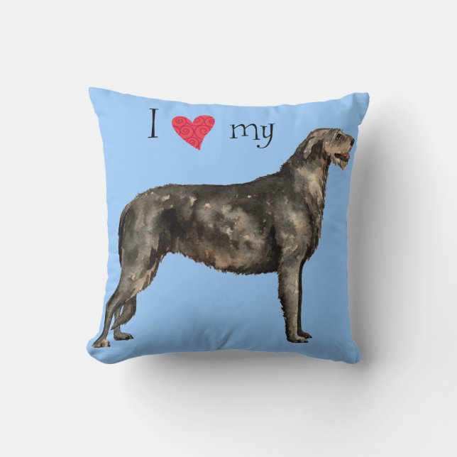 Almofada Eu amo meu Wolfhound irlandês (Frente)