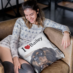 Almofada Eu amo minha foto personalizada do cão