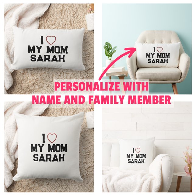 Almofada Eu Amo Minha Mãe (I Love My Mom Throw Pillow
)