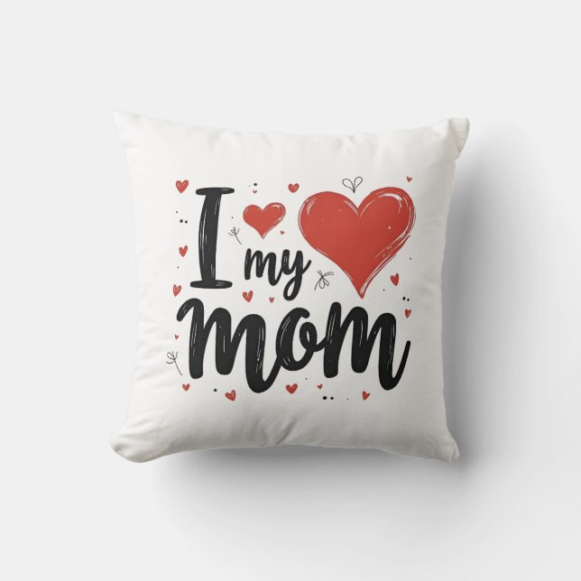 Almofada Eu Amo Minha Mãe Querido Coração Crianças  (Frente)
