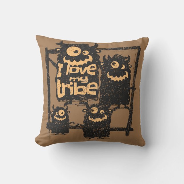 Almofada Eu Amo O Dia das Bruxas Da Família Monstro Engraça (Frente)