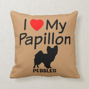 Almofada Eu Amo O Meu Travesseiro De Cachorro Papillon