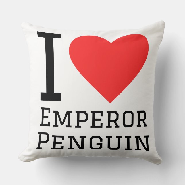 Almofada Eu amo o pinguim-imperador   (Frente)