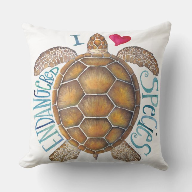 Almofada Eu amo o travesseiro da espécie em vias de (Frente)