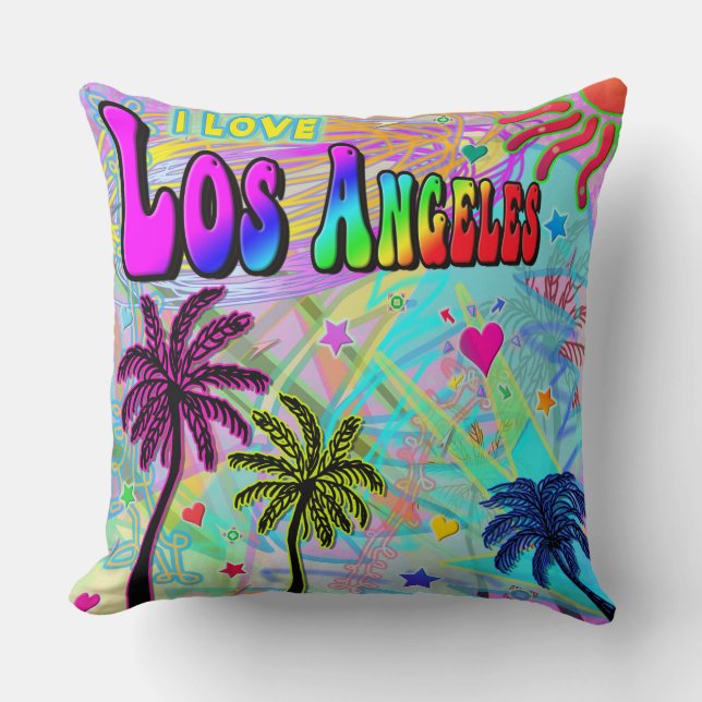 Almofada EU AMO O Travesseiro de Romance em Los Angeles (Frente)