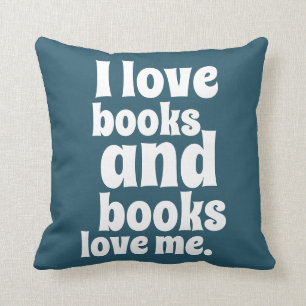 Almofada Eu amo o travesseiro decorativo dos livros (a