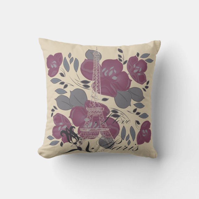 Almofada Eu amo o Travesseiro Decorativo Floral Reversível  (Frente)