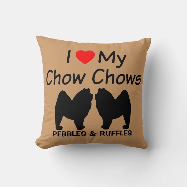 Almofada Eu Amo Os Meus Dois Cachorros De Chow (Frente)